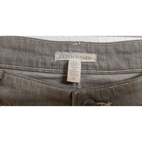 EILEEN FISHER Organic Cotton/Spandex Gray Wash Straight Leg Slim Jeans 12 - Picture 4 of 10